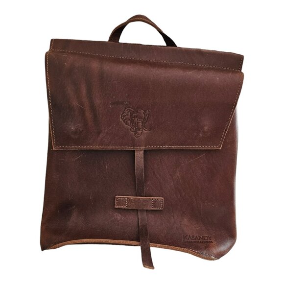 Kasandy Backpack Brown Leather Western Cowgirl Elephant Ethical Fair Trade - Picture 1 of 15